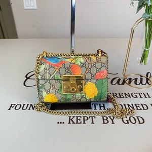 Gucci GG Logo with Flowers Padlock Shoulder Bag